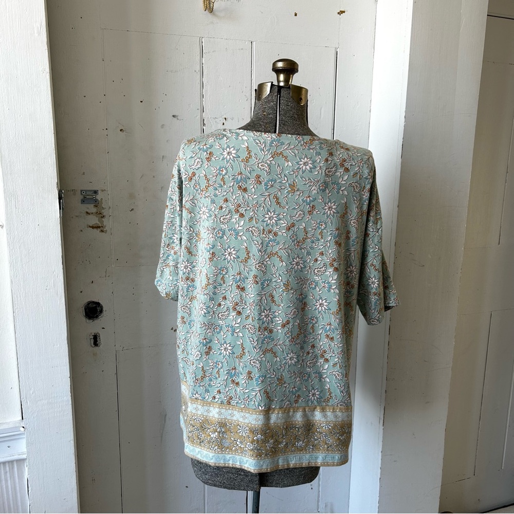 J Jill Luxe Supima Floral Print BoHo Elbow Sleeve Tee T-shirt Top - Picture 4 of 15